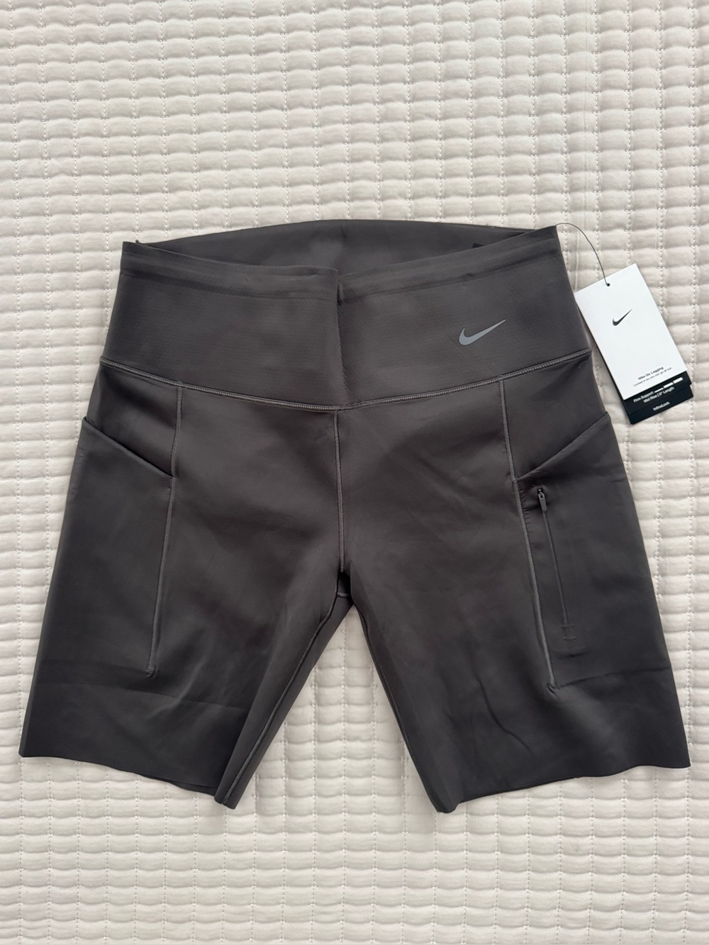 Nike Go Firm Support High-Waisted 8" Biker Shorts Women’s L Charcoal NWT!